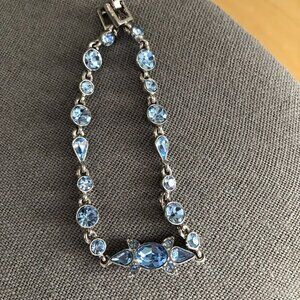 Vintage Givenchy Blue Crystal Silver Tone Bracelet - NEW